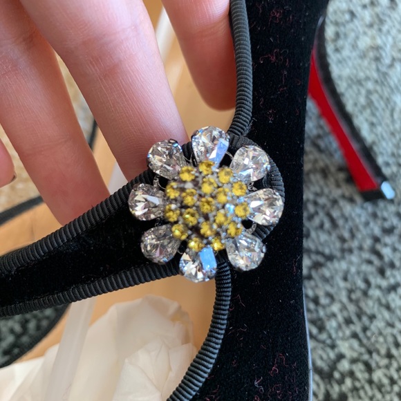 Louboutin Mary Jane Velvet Booton 85 Vellutto 37 7 - Picture 8 of 9